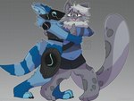 Rating: s
ID: 3851225
Date: 2023-02-03 11:23:37 -0500
Status: active
Score: 65
2023 4:3 absurd_res anthro black_bottomwear black_clothing black_shorts blue_body blue_clothing blue_fur blue_shirt blue_topwear blush bottomwear cel_shading clothed clothing digital_drawing_(artwork) digital_media_(artwork) duo felid fur grey_background grey_body grey_fur happy hi_res hug leopard_spots looking_at_viewer machine male male/male mammal markings nude pantherine protogen ring_(marking) ringed_tail shaded shirt shorts simple_background smile snow_leopard spots striped_markings striped_tail stripes tail tail_markings topwear valor_koa_(artist) whiskers white_whiskers post #3851225
