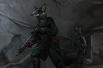 Rating: s
ID: 5566499
Date: 2025-05-12 08:45:51 -0400
Status: active
Score: 12
2025 anthro armor boots canid canine clothing digital_media_(artwork) duo fangs footwear fox gloves gun handwear headgear helmet hi_res male mammal military pouch_(clothing) ranged_weapon shoes submachine_gun techiesxc teeth thompson_gun trigger_discipline tunnel weapon post #5566499