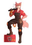 Rating: s
ID: 4667758
Date: 2024-03-19 14:20:30 -0400
Status: active
Score: 49
anthro boots canid canine canis cigarette clothing conditional_dnp domestic_dog engineer_(team_fortress_2) female footwear fur gloves handwear hi_res junebelle_jett kippy mammal one_leg_up piercing pink_body pink_fur raised_leg red_clothing shirt shoes simple_background smoking solo team_fortress_2 tools topwear uniform valve wrench yellow_eyes post #4667758