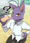 Rating: s
ID: 3388020
Date: 2022-06-12 13:38:06 -0400
Status: active
Score: 80
2021 5_fingers anthro bench beverage black_bottomwear black_clothing black_pants blush bottomwear bubble_tea clothed clothing digital_media_(artwork) domestic_cat eyebrows felid feline felis femboy fingers fur grass hi_res humanoid_hands inner_ear_fluff inquisitive kori-nio looking_at_viewer male mammal morenatsu outside pants park park_bench plant purple_body purple_fur question_mark shin_(morenatsu) shirt sipping solo topwear tuft white_clothing white_eyebrows white_shirt white_topwear yellow_eyes post #3388020