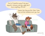 Rating: s
ID: 5587232
Date: 2025-05-20 22:52:08 -0400
Status: active
Score: 4
2025 4_fingers 4_toes aar0njay annoyed anthro barefoot black_nose bottomwear bowl brown_body brown_fur canid canine canis cheese_puffs clothed clothed_anthro clothed_male clothing container dialogue disney dreamworks duo eating english_text feet fingers footwear fox fur furniture gloating gloves_(marking) hi_res hindpaw humanoid_hands leg_markings male mammal markings mr._wolf_(the_bad_guys) multicolored_body multicolored_fur nick_wilde on_sofa open_mouth open_smile pants paws red_body red_fur shoes sitting sitting_on_sofa size_difference smile smug socks_(marking) sofa speech_bubble suit tail tan_body tan_fur teeth text the_bad_guys toes tongue two_tone_body two_tone_fur wolf zootopia post #5587232