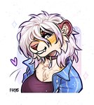 Rating: s
ID: 5406450
Date: 2025-03-02 00:36:13 -0500
Status: active
Score: 64
2024 anthro blue_clothing blue_jacket blue_topwear breasts brown_collar brown_nose bust_portrait cleavage clothed clothing collar digital_drawing_(artwork) digital_media_(artwork) f-r95 felid female fur grin hair hair_over_eye heart_symbol hi_res highlights_(coloring) jacket looking_at_viewer mammal pantherine portrait purple_highlights shaded smile smiling_at_viewer snout solo tiger topwear white_hair yellow_body yellow_fur post #5406450
