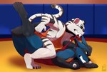 Rating: s
ID: 2742617
Date: 2021-05-16 23:53:38 -0400
Status: active
Score: 29
5_fingers absurd_res anthro assisted_exposure black_body black_fur black_stripes bodily_fluids canid canine claws clenched_teeth clothing competition duo eyes_closed felid fingers fur generation_4_pokemon gloves_(marking) hi_res leg_grab leg_markings looking_at_another looking_back lucario lying male male/male mammal markings multicolored_body multicolored_fur muscular muscular_male nelldemon nintendo on_front pantherine pawpads pinned pokemon pokemon_(species) sexual_competition sexual_fight socks_(marking) spikes spikes_(anatomy) striped_body stripes sweat sweatdrop tan_body tan_fur teeth tiger torn_clothing white_body white_fur wrestling wrestling_singlet post #2742617