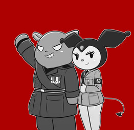 Rating: s
ID: 5693784
Date: 2025-07-08 04:37:01 -0400
Status: active
Score: -32
absurd_res adolf_hitler anthro baku_(sanrio) benito_mussolini blush bone bottomless bottomless_female clothed clothing duo e254e evil_grin fascism female gesture grin hi_res hoodie kuromi lagomorph leporid male mammal medal military_uniform nazi onegai_my_melody parody pear-shaped_figure pink_nose rabbit red_background salute sanrio simple_background skull smile smirk swastika tapir topwear uniform wide_hips post #5693784
