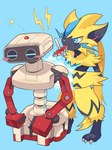 Rating: s
ID: 5592623
Date: 2025-05-23 11:49:20 -0400
Status: active
Score: 22
3:4 anthro blue_eyes blush claws controller crossover duo electricity family_computer_robot full-length_portrait game_controller generation_7_pokemon hi_res legendary_pokemon machine male nintendo nintendo_controller nintendo_entertainment_system pokemon pokemon_(species) portrait r.o.b. robot simple_background spinning_top yasaikakiage zeraora post #5592623