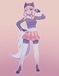 Rating: s
ID: 5598749
Date: 2025-05-26 00:39:23 -0400
Status: active
Score: 10
absurd_res accessory anthro beanie bottomwear canid canine chest_tuft clip_accessory clothing crop_top eyebrow_through_hair eyebrows eyelashes eyelashes_through_hair female fingerless_gloves footwear fox gesture gloves gradient_background hair hair_accessory hairclip hand_gesture hand_on_hip handwear hat headgear headwear hi_res highlights_(coloring) jewelry korinna_(dangerdash05) long_sleeves looking_at_viewer mammal missing_accessory navel necklace orange_hair pattern_clothing pleated_skirt popstar pose pupils purple_body purple_clothing purple_eyes purple_footwear purple_shoes shirt shoes shorts simple_background skirt slim smile solo spandex spandex_shorts striped_clothing stripes tail tarrt tight_bottomwear tight_clothing tight_shorts topwear translucent translucent_hair tuft twintails_(hairstyle) unusual_eyes v_sign white_eyes white_pupils post #5598749