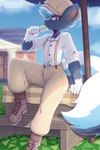 Rating: s
ID: 2812005
Date: 2021-07-02 19:14:10 -0400
Status: active
Score: 136
absurd_res animal_crossing anthro big_ears boots building cappuccinocat cheek_tuft clothed clothing collared_shirt conditional_dnp digital_media_(artwork) dress_shirt eating facial_tuft flat_cap food footwear fur furniture grass hair hat headgear headwear hi_res kicks_(animal_crossing) kurus lacing legwear looking_at_viewer male mammal mephitid multicolored_body multicolored_fur multicolored_hair nintendo outside pink_nose plant popsicle shirt shoelaces shoes sitting skunk sky solo suspenders topwear tsunkat tuft two_tone_body two_tone_fur two_tone_hair umbrella white_body white_fur post #2812005