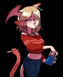 Rating: s
ID: 5606303
Date: 2025-05-29 05:41:51 -0400
Status: active
Score: 3
alpha_channel beverage_can blonde_hair bottomwear breasts cigarette clothed clothing crop_top demon demon_humanoid denim denim_bottomwear denim_clothing discount-supervillain female fully_clothed hair head_wings humanoid humanoid_pointy_ears jeans living_tail membrane_(anatomy) membranous_wings not_furry pale_skin pants pointy_ears portrait shirt simple_background smoking smoking_cigarette solo standing sweater tail teeth three-quarter_portrait topwear transparent_background unusual_anatomy unusual_tail unusual_wing_placement wings post #5606303