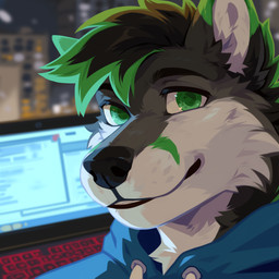 Rating: s
ID: 5650354
Date: 2025-06-18 04:02:20 -0400
Status: active
Score: 6
1:1 anthro black_hair black_nose bust_portrait canid canine cheek_tuft clothed clothing computer corzh77 electronics facial_tuft fur glistening glistening_eyes green_eyes green_hair green_markings grey_body grey_fur hair hi_res inside laptop looking_at_viewer male mammal markings multicolored_hair night portrait smile solo tuft two_tone_hair white_body white_fur post #5650354