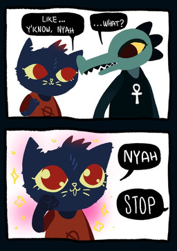 Rating: s
ID: 5263728
Date: 2024-12-24 19:37:51 -0500
Status: active
Score: 144
2017 ankh anthro bea_santello black_teeth blue_body blue_fur comic crocodile crocodilian dialogue domestic_cat duo english_text felid feline felis female fur green_body green_scales head_tuft lizardyne mae_borowski mammal meme night_in_the_woods notched_ear paw_pose pose pupils red_pupils reptile scales scalie speech_bubble teeth text tuft y'know_nyah yellow_sclera post #5263728