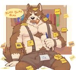Rating: s
ID: 5120388
Date: 2024-10-16 23:41:32 -0400
Status: active
Score: 38
2024 5_fingers :3c abs anthro arm_support artist_name band-aid band-aid_on_face bandage bandage_on_face big_muscles black_lips black_nose blah_blah_blah blush blush_lines body_hair book bookshelf bottomwear bread brown_body brown_bottomwear brown_clothing brown_fur brown_shorts brown_wristband canid canine canis cel_shading chest_hair claws clothed clothing countershade_arms countershade_face countershade_fur countershade_hands countershade_torso countershading digital_media_(artwork) emoticon english_text eyes_closed finger_claws fingers food food_in_mouth fur furniture happy_trail heart_symbol hi_res holding_object holding_pencil ibispaint_(artwork) leo_(tangkookie) lips male mammal multicolored_body multicolored_fur muscular muscular_anthro muscular_male open_mouth pecs pencil_(object) portrait post-it_note ruff shaded sharp_teeth shorts sitting snout solo suspenders tail tan_body tan_countershading tan_fur tangkookie teeth text three-quarter_portrait three-quarter_view topless two_tone_body two_tone_fur wolf yellow_speech_bubble post #5120388