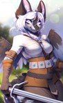 Rating: s
ID: 5648205
Date: 2025-06-17 08:00:42 -0400
Status: active
Score: 1
anthro armor black_body black_fur bloominglynx blurred_background brown_wings clothed clothing dragon fangs feathered_wings feathers female front_view fur furred_dragon furred_scalie grey_body grey_fur hair hi_res looking_at_viewer mythological_creature mythological_scalie mythology outside purple_eyes scalie smile solo standing teeth topwear white_clothing white_eyes white_hair white_topwear white_wings wings post #5648205