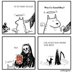 Rating: s
ID: 5040704
Date: 2024-09-10 00:41:23 -0400
Status: active
Score: 46
1:1 2018 4_panel_comic afterlife ambiguous_gender animated_skeleton artist_name bodily_fluids bone border canid canine canis cel_shading clothing cloud comic crying death death_(personification) death_and_the_dog dialogue digital_media_(artwork) dog_food dog_treat domestic_dog english_text feral four_frame_grid ghost good_boy grim_reaper group hair halo hand_holding hi_res holding_bag holding_body holding_melee_weapon holding_object holding_polearm holding_scythe holding_weapon human humanoid male mammal melee_weapon meme_origin mouth_closed pet_food polearm raised_tail regular_grid_layout robe sad scythe seebangnow shaded simple_background sitting skeleton skull snout spirit spot_color standing tail tail_motion tailwag talking_feral talking_to_another tears text trio undead weapon white_background white_border post #5040704