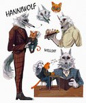 Rating: s
ID: 5629679
Date: 2025-06-08 20:24:21 -0400
Status: pending
Score: 1
alternate_universe alternative_fashion anthro black_clothing blue_clothing book bottomwear canid canine canis carrying_another cheek_tuft claws clothing computer cosplay death_(puss_in_boots) dialogue domestic_cat dreamworks duo electronics eyewear facial_tuft felid feline felis fluffy fluffy_tail food footwear fur furniture fuzzy glasses green_eyes grey_body grey_fur hand_held handheld hannibal_(series) heart_symbol hi_res holding_another holding_book holding_food holding_object holding_plate in_hand laptop looking_at_another looking_down male mammal meat multiple_images mushbuzz_art neck_tuft necktie open_mouth open_smile orange_body orange_fur pants plate puss_in_boots_(dreamworks) puss_in_boots_(franchise) red_clothing red_eyes ribs sharp_teeth shirt shoes signature simple_background sitting size_difference smile standing stool suit tabby_cat table tail teeth text topwear tuft typing whiskers white_background white_clothing wolf post #5629679