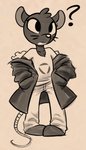 Rating: s
ID: 2625870
Date: 2021-02-22 15:01:45 -0500
Status: active
Score: 233
2021 anthro black_eyes bottomwear buckteeth chest_tuft clothed clothing coat denim denim_bottomwear denim_clothing female footwear front_view furred_coat hand_in_pocket hands_in_both_pockets hi_res jeans lori_meyers mammal monochrome murid murine night_in_the_woods open_clothing open_coat open_topwear pants pockets question_mark rat rodent sepia shirt shoes simple_background solo soulcentinel standing t-shirt tan_background teeth topwear tuft whiskers young young_anthro post #2625870