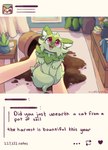 Rating: s
ID: 3199558
Date: 2022-02-28 11:42:25 -0500
Status: active
Score: 682
3_fingers 3_toes ambiguous_gender dirt disembodied_hand duo english_text feet felid feral fingers first_person_view flower fur generation_1_pokemon generation_9_pokemon green_body green_fur green_inner_ear green_inner_ear_fluff happy hi_res human human_pov humor inner_ear_fluff lumisoda mammal meme nest_ball nintendo oddish open_mouth pawpads plant plant_pot pokeball pokemon pokemon_(species) red_eyes redraw social_media solo_focus sprigatito text toes tuft tumblr post #3199558