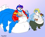 Rating: s
ID: 5608614
Date: 2025-05-30 05:02:46 -0400
Status: active
Score: 6
2025 2_horns 4_arms 6:5 anthro arctic_fox arctic_fox_taur belly beverage big_belly biped blonde_hair blue_body blue_hair bottomwear canid canid_taur canine canine_taur claws clothed clothing countershade_face countershade_torso countershading dragon duo food fox fox_taur hair hi_res highlights_(coloring) holding_beverage holding_food holding_object horn hot_dog jacket kat_the_artic_foxtaur looking_at_another malachyte male mammal mammal_taur morbidly_obese morbidly_obese_anthro morbidly_obese_taur multi_arm multi_limb multi_tail mythological_creature mythological_scalie mythology navel obese obese_anthro obese_taur open_mouth overweight overweight_anthro overweight_taur pants ramzyuu_(ramzyru) red_highlights scalie shirt short_hair simple_background tail tank_top taur teeth tongue topwear true_fox walking white_body white_countershading post #5608614