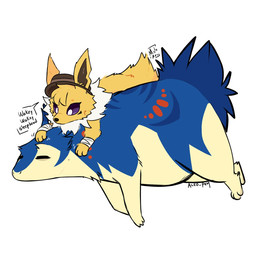Rating: s
ID: 5673998
Date: 2025-06-28 18:52:36 -0400
Status: active
Score: 6
1:1 aleo_pkm ambiguous_gender arm_wrapping blue_body blue_fur clothing duo eeveelution english_text eyes_closed feral fur generation_1_pokemon hat headgear headwear hi_res jolteon mane mistr_azu nintendo pokemon pokemon_(species) purple_eyes signature simple_background size_difference sleeping speech_bubble tan_body tan_fur tattoo text white_background white_body white_fur yellow_body yellow_fur post #5673998