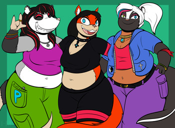 Rating: s
ID: 5525686
Date: 2025-04-23 20:32:25 -0400
Status: active
Score: 1
2018 4_fingers alicia_baxter american_opossum anthro arm_around_another armband belt belt_buckle bent_arm black_belt black_body black_bottomwear black_claws black_clothing black_collar black_crop_top black_fur black_hair black_shirt black_shorts black_tail black_topwear blue_clothing blue_eyes blue_highlights blue_jacket blue_topwear bottomwear bracelet breasts brown_nose buckle chelsea_angelica_vega claws cleavage closed_smile clothed clothed_anthro clothed_female clothing collar collar_tag cousins_(lore) crop_top devil_horns_(gesture) digit_ring digital_drawing_(artwork) digital_media_(artwork) ear_piercing ear_ring english_description english_text eyebrows eyelashes eyes_closed eyeshadow fangs female female_anthro finger_claws finger_ring fingers flat_colors fully_clothed fully_clothed_anthro fully_clothed_female fur gesture gold_(metal) gold_jewelry gold_necklace green_background green_bottomwear green_bracelet green_clothing green_eyes green_pants grey_body grey_fur group gwen_gladys_vega hair hand_gesture hand_on_hip hand_on_own_hip haymakerartworks heterochromia hi_res highlights_(coloring) jacket jewelry larger_anthro larger_female long_hair long_tail makeup mammal marsupial medium_breasts mephitid midriff mouth_closed multicolored_body multicolored_fur navel necklace no_pupils open_clothing open_jacket open_mouth open_smile open_topwear orange_body orange_fur orange_tail pants piercing pink_eyeshadow pink_highlights pockets ponytail purple_bottomwear purple_clothing purple_crop_top purple_pants purple_shirt purple_topwear red_armband red_bracelet red_clothing red_crop_top red_eyeshadow red_highlights red_shirt red_topwear ring_piercing rodent sciurid shirt shorts simple_background size_difference skunk slightly_chubby slightly_chubby_anthro slightly_chubby_female smaller_anthro smaller_female smile tail tan_body tan_fur tan_inner_ear tan_nose tan_tail teeth text text_on_bottomwear text_on_clothing text_on_pants thick_thighs toothy_grin topwear tree_squirrel trio two_tone_body two_tone_fur white_body white_eyebrows white_fur white_inner_ear wide_hipped_anthro wide_hipped_female wide_hips yin_yang post #5525686