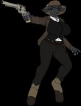 Rating: s
ID: 5621528
Date: 2025-06-04 21:52:33 -0400
Status: active
Score: 4
absurd_res alpha_channel anthro bathory_black_(therealnarrowjungle) belt big_breasts black_body black_fur bolo_tie boots bovid breasts caprine clothed clothed_anthro clothed_female clothing cowboy_boots cowboy_hat cowboy_outfit dot_eyes duster_coat ears_down eye_patch eyelashes eyewear female fingers flat_colors footwear fur goat gun hair handgun hat headgear headwear hi_res holding_gun holding_object holding_ranged_weapon holding_weapon hooved_fingers hooves horn jacket knife knife_sheath mammal mouth_closed pistol pivoted_ears pointing_gun ranged_weapon revolver shirt shoes simple_background simple_eyes solo thehuskylord topwear transparent_background vest weapon white_clothing white_shirt white_topwear post #5621528