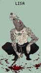 Rating: s
ID: 2521866
Date: 2020-12-09 09:32:16 -0500
Status: active
Score: 67
2017 3m_0l biped black_bottomwear black_clothing black_pants blood blood_splatter bodily_fluids bottomwear carp_(lisa) clothing crouching dingaling_productions duo empty_eyes fish happy harvey_alibastor hat headgear headwear hi_res holding_object holding_weapon human knife lisa_the_painful looking_at_paper male mammal marine mask pants simple_background smile tattoo weapon post #2521866