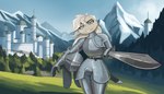 Rating: s
ID: 3702523
Date: 2022-11-20 08:28:50 -0500
Status: active
Score: 87
2022 absurd_res aiming_at_viewer anthro armor belt breastplate bulge castle cheek_tuft clothed clothing codpiece couter cuirass cuisse day detailed_background evergreen_tree facial_tuft falchion faulds female foreshortening forest fur furgonomic_headwear furgonomics gauntlets gloves gorget grass grass_field greaves hair half-closed_eyes handwear headgear helmet hi_res holding_armor holding_headgear holding_helmet holding_melee_weapon holding_object holding_sword holding_weapon lagomorph landylyn_(yitexity) left-handed leporid looking_at_viewer mammal medieval_armor melee_weapon mountain narrowed_eyes outside pauldron pine_tree plant plate_armor portrait rabbit rerebrace scabbard sky solo standing sword tassets three-quarter_portrait tower tree tuft vambrace visor weapon white_body white_fur white_hair yitexity post #3702523