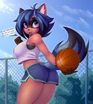Rating: s
ID: 2649566
Date: 2021-03-11 17:53:37 -0500
Status: active
Score: 348
2021 anthro asking_viewer ball basketball_(ball) blue_hair bottomwear brand_new_animal brown_body brown_fur butt butt_pose canid canine clothing dialogue digital_media_(artwork) dolphin_shorts english_text female female_anthro fence fur furgonomics hair hi_res lightly-san looking_at_viewer looking_back looking_back_at_viewer mammal michiru_kagemori netflix open_mouth outside portrait pose raccoon_dog shaded shorts sky solo speech_bubble studio_trigger tail tail_clothing tanuki text three-quarter_portrait three-quarter_view post #2649566