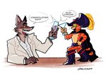 Rating: s
ID: 4698369
Date: 2024-04-03 21:10:16 -0400
Status: active
Score: 42
anthro belt bent_leg beverage boots brown_body brown_fur canid canine canis cape clinking clothing congratulations container crossover crouching cup dialogue domestic_cat dreamworks drinking_glass duo felid feline felis fluchinick footwear fur glass glass_container glass_cup green_eyes hand_on_hip happy hat headgear headwear hi_res high_heeled_boots high_heels looking_at_another male mammal mr._wolf_(the_bad_guys) open_mouth orange_body orange_fur puss_in_boots_(dreamworks) puss_in_boots_(franchise) shoes simple_background size_difference smile speech_bubble suit tabby_cat tail text the_bad_guys translated whiskers white_background wine_glass wolf yellow_eyes post #4698369