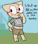 Rating: s
ID: 5018769
Date: 2024-08-30 00:02:00 -0400
Status: active
Score: 27
ambiguous_gender anthro blush bottomwear clothing dialogue domestic_cat embarrassed english_text eyewear felid feline felis glasses hi_res mammal mrdegradation pompom_(mrdegradation) shirt shorts solo t-shirt text topwear young post #5018769