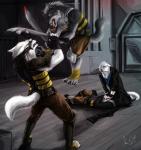 Rating: s
ID: 649396
Date: 2015-05-04 15:36:06 -0400
Status: active
Score: 10
2015 absurd_res akira_(shane) amand4 angry anthro armor battle black_body black_fur black_nose blood bodily_fluids book canid canine canis clothed clothing comic duel fight fingerless_gloves fluffy fluffy_tail fur gloves grey_body grey_fur grey_hair group hair half-closed_eyes handwear hi_res holding_melee_weapon holding_object holding_sword holding_weapon jumping kayla_(shane) kneeling leucistic lying male mammal melee_weapon narrowed_eyes on_back open_mouth pink_nose pink_tongue plantigrade scar shane_(copyright) shane_(shane) short_hair signature standing sword tail teeth tongue weapon white_body white_fur wolf post #649396