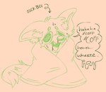 Rating: s
ID: 3988776
Date: 2023-04-12 22:13:16 -0400
Status: active
Score: 6
bedding blanket bodily_fluids bounty breathing_noises circle_eyebrows cough derived_sound_effect different_sound_effects digital_drawing_(artwork) digital_media_(artwork) directional_arrow drip_effect dripping_speech_bubble english_text eyebrows fangs green_text handwritten_text head_tuft ill information_label laugh monochrome onomatopoeia open_mouth runny_nose snot solo sound_effects speech_bubble spiral_arrow sweat sweaty_face tail tears teeth text tongue tuft unknown_artist vocalization wheeze wrapped_in_blanket post #3988776