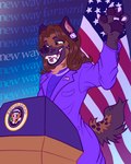 Rating: s
ID: 5161627
Date: 2024-11-04 23:42:10 -0500
Status: active
Score: 331
2024 4_fingers 5_fingers alternate_species american_flag anthro biped brown_body brown_eyes brown_fur brown_hair brown_tail claws clothed clothing dress ear_piercing ear_ring english_text female fingers fur furrification gem gesture hair hi_res hyena jewelry kamala_harris lectern looking_aside mammal necklace open_mouth open_smile pawpads pearl_(gem) pearl_necklace piercing politics purple_clothing purple_suit ring_piercing signature smile solo spotted_hyena suit tail teeth text tongue tuft united_states_of_america waving white_claws zenohyeeno post #5161627