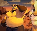Rating: s
ID: 5268095
Date: 2024-12-26 18:35:19 -0500
Status: active
Score: 41
6:5 anthro badger belly belt big_belly bottomwear clothing cougar desert duo echo_(series) echo_project evening eyes_closed felid feline hand_on_own_belly hands_behind_head hi_res male mammal muscular muscular_anthro muscular_male mustelid musteline nikolai_krol outside overweight overweight_anthro overweight_male pants photobomb racesolar samuel_ayers shirt smile the_smoke_room topwear white_clothing white_shirt white_topwear post #5268095