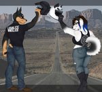 Rating: s
ID: 2337580
Date: 2020-07-20 11:48:48 -0400
Status: active
Score: 9
absurd_res anthro armor boots canid canine canis clothing danny_(disambiguation) digital_media_(artwork) dobermann domestic_dog duo female footwear full-length_portrait headgear helmet hi_res husky male male/female mammal motorcycle nordic_sled_dog pinscher portrait road shoes spitz thehuntingwolf vehicle post #2337580