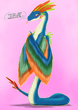 Rating: s
ID: 5604192
Date: 2025-05-28 10:15:17 -0400
Status: active
Score: 16
absurd_res amphithere anthro asking_viewer blush claws dragon embarrassed feather_hair feathered_scalie feathered_wings feathers female forked_tongue hi_res hybrid looking_down mythological_creature mythological_scalie mythology pseudo_hair scales scalie simple_background smile solo tail tail_feathers temnelc text tongue wings post #5604192