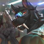 Rating: s
ID: 1108276
Date: 2017-01-15 17:57:40 -0500
Status: active
Score: 51
1:1 anthro bad_trigger_discipline black_body black_fur black_nose blackfang canid canine canis clothing eyewear fangs fur goggles gun handgun heckler_and_koch holding_gun holding_handgun holding_object holding_pistol holding_ranged_weapon holding_weapon inside lights looking_at_viewer male mammal miles_df pistol ranged_weapon ruffled_fur sabertooth_(anatomy) shirt smoking_gun solo tank_top teeth text topwear usp_tactical weapon wolf post #1108276