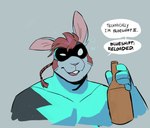 Rating: s
ID: 5542339
Date: 2025-05-01 17:40:55 -0400
Status: active
Score: 16
alcohol anthro beer beer_bottle beverage blueshift_ii bottle bubble buckteeth clothed clothing container dialogue dramamine drunk drunk_bubble fur gloves hair handwear hiccup_(sound) holding_beverage holding_object lagomorph leporid male mammal mask open_mouth ponytail rabbit simple_background smile solo speech_bubble substance_intoxication superhero superhero_costume teeth text tight_clothing post #5542339