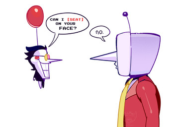 Rating: s
ID: 5679057
Date: 2025-07-01 00:09:19 -0400
Status: pending
Score: 15
absurd_res balloon darkner deltarune duo electronics eyewear fishmanfishman3 for_a_head glasses hi_res humanoid humor inflatable lips male male/male necktie not_furry object_head pointy_nose rejection screen screen_face screen_head smile spamton_g._spamton teeth television tenna_(deltarune) tv_head undertale_(series) post #5679057
