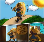 Rating: s
ID: 5592046
Date: 2025-05-23 02:31:13 -0400
Status: active
Score: 0
4_fingers anthro barefoot blue_bottomwear blue_clothing blue_shorts blue_topwear bottomwear bracelet brown_body brown_scales claws clothed clothed_anthro clothed_female clothing cloud comic container crop_top dialogue english_description english_text eyes_closed featureless_face feet female fingers floor freckled_back freckled_legs freckled_shoulders freckled_tail freckled_thighs freckles furniture gold_(metal) gold_bracelet gold_jewelry grass grass_field hi_res hill holding_bag holding_container holding_object horn horn_jewelry jewelry kerchief kobold leg_guards light looking_at_another midriff multiple_scenes musical_note musical_symbol plant sack scales scalie shaded shirt shorts sinisterslyfox soft_shading speech_bubble sun sunlight symbol table tail text text_bubbles topwear walking wall_(structure) whistling wood wood_floor wood_furniture wood_table wood_wall post #5592046