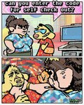 Rating: s
ID: 5565986
Date: 2025-05-12 01:13:17 -0400
Status: pending
Score: 7
2_panel_comic 4:5 4_fingers abstract_background aloha_shirt anthro artist_name asphyxiation blue_screen_of_death bodily_fluids brown_hair canid canine canis choking cigarette cigarette_in_mouth clothing comic dialogue digital_media_(artwork) domestic_dog duo english_text eyewear female fingers fur hair hand_on_another's_head hat headgear headwear hi_res male mammal meme object_in_mouth pattern_clothing pattern_shirt pattern_topwear pink_body pink_fur rawdawgcomics rawdawgcomics_(series) saliva self_checkout shirt smoking stahli_(rawdawgcomics) sunglasses supermarket text the_last_of_us_part_ii topwear yellow_body yellow_fur post #5565986