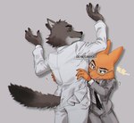 Rating: s
ID: 3437238
Date: 2022-07-09 14:13:11 -0400
Status: active
Score: 98
anthro bodily_fluids body_search brown_body brown_fur canid canine canis clothed clothing diane_foxington digital_media_(artwork) dreamworks duo eyebrow_piercing eyewear facial_piercing female fox fur glasses hands_on_another's_waist hi_res korean_text male mammal mr._wolf_(the_bad_guys) necktie nosugarnohoney orange_body orange_fur piercing simple_background smile sniffing suit sweat text the_bad_guys translated white_clothing white_suit wolf post #3437238