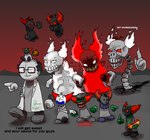 Rating: s
ID: 3519085
Date: 2022-08-21 05:53:22 -0400
Status: active
Score: 28
absurd_res ambiguous_gender animated_skeleton aothecat back_spikes balding black_body black_text bone bottomwear broken_halo clothed clothing clown coat cookie cracked_ground demon dialogue digital_media_(artwork) dr._hofnarr elemental_creature english_text eyebrows eyeless eyewear featureless_(disambiguation) fingers fire fire_creature floating floating_hands food footwear gesture glasses green_body grey_body grey_skin group grunt_(madness_combat) hair halo hand_gesture hand_holding headgear headwear hi_res holding_object hot_dog humanoid lab_coat lipstick madness:_project_nexus madness_combat madness_combat_(series) makeup male mask middle_finger not_furry open_mouth outside pointing pointing_at_another red_body red_eyes red_hair red_sky red_text rib_cage sharp_teeth shirt simple_background size_difference skeleton skull sky smile spikes spikes_(anatomy) spine spines sweater teeth text tongue topwear tricky_(madness) tricky_the_clown undead walking white_body white_eyes white_text zombie post #3519085