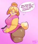 Rating: s
ID: 4182608
Date: 2023-07-20 15:34:30 -0400
Status: active
Score: 96
4_fingers absurd_res animal_crossing anthro belly belt big_butt blonde_hair bottomwear breasts brown_bottomwear brown_clothing brown_pants butt canid canine canis clothed clothing dialogue dipstick_tail domestic_dog double_chin english_text fat_arms female fingers food fruit fur green_eyes hair hi_res highlighted_text holding_food holding_fruit holding_object isabelle_(animal_crossing) looking_back love_handles mammal markings nintendo open_mouth open_smile overweight overweight_anthro overweight_female pants peach_(fruit) pink_background pink_clothing pink_shirt pink_topwear plant portrait pumpplum shih_tzu shirt side_view signature simple_background slightly_chubby slightly_chubby_anthro slightly_chubby_female smile solo speech_bubble tail tail_markings tail_motion tailwag text thick_thighs three-quarter_portrait topwear toy_dog yellow_body yellow_fur yellow_tail post #4182608