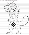 Rating: s
ID: 5430739
Date: 2025-03-13 11:54:22 -0400
Status: active
Score: -94
anthro butt butt_tattoo claws clothed clothing dah_showstopperz english_text feet female hair hat headgear headwear hi_res lol_comments looking_at_viewer looking_back mammal miko's_trash_can model_sheet monochrome nazi partially_clothed procyonid raccoon raised_tail short_stack simple_background solo swastika tail tattoo text toes url white_background post #5430739