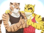 Rating: s
ID: 4728444
Date: 2024-04-18 15:21:23 -0400
Status: active
Score: 5
2013 4:3 anthro blue_background blue_eyes blush clothing crossed_arms duo emu426 eye_contact felid gesture gou_sanriku hand_gesture hand_on_shoulder lagoon_lounge looking_at_another male male/male mammal morenatsu muscular one_eye_closed pantherine shirt simple_background smile tank_top thumbs_up tiger topwear torahiko_(morenatsu) white_background wink post #4728444