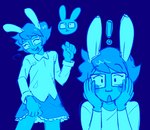 Rating: s
ID: 4474843
Date: 2023-12-15 19:26:19 -0500
Status: active
Score: 39
5_fingers animal_humanoid blue_background blue_theme blush clothed clothing cool_colors crossgender exclamation_point eyebrow_through_hair eyebrows eyelashes eyewear felinedae_(artist) female fingers fully_clothed glasses hair happy hi_res homestuck humanoid john_egbert june_egbert lagomorph lagomorph_humanoid leporid_humanoid long_ears mammal mammal_humanoid ms_paint_adventures mtf_crossgender open_mouth pointy_ears prick_ears rabbit_humanoid rectangular_glasses shirt simple_background solo standing surprise topwear trans_(lore) trans_woman_(lore) translucent translucent_hair wearing_glasses post #4474843