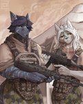 Rating: s
ID: 5147763
Date: 2024-10-29 21:45:58 -0400
Status: active
Score: 44
a_man_in_a_beasts_world absurd_res amber_eyes anthro armor assault_rifle black_sclera blue_body blue_eyes body_armor camo canid canine canis claws clothing digital_media_(artwork) duo f90 female fish fur gun hair heckler_and_koch hi_res hybrid jack_rip looking_at_viewer lupa_marble_(ghilliecamo) mammal marine mika_blackclaw_(ghilliecamo) military military_uniform mp5 mp5a5 muscular ranged_weapon rifle scales shark smile soldier submachine_gun tail uniform warrior weapon white_body white_fur wolf post #5147763