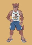 Rating: s
ID: 5522637
Date: 2025-04-22 09:42:40 -0400
Status: active
Score: 7
anthro biceps bodily_fluids bulge canid canine clothing flip_flops footwear hi_res leeksaltboy male mammal muscular muscular_male raccoon_dog sandals scar shirt shoes solo sweat tank_top tanuki tanuki_kun_(leeksaltboy) topwear post #5522637