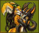 Rating: s
ID: 583846
Date: 2015-01-08 03:42:44 -0500
Status: active
Score: 4
2007 ambiguous_gender anthro border brown_hair carrying_another digital_media_(artwork) duo eyeshadow fangs felid female feral fur glamfur green_background grey_body grey_fur hair horn langurhali lips makeup mammal orange_body orange_eyes orange_fur orange_nose purple_lips purple_nose signature simple_background spiral striped_horn stripes teeth unknown_species vera_(artist) vera_(vera) yellow_border post #583846