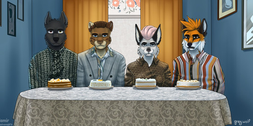 Rating: s
ID: 2195373
Date: 2020-03-28 20:43:22 -0400
Status: active
Score: 27
2019 anthro artist_collaboration biped black_body black_fur black_nose blue_eyes brown_body brown_eyes brown_fur brown_hair cake canid canine canis cheek_tuft clothed clothing countershade_torso countershading curtains dessert detailed_background digital_drawing_(artwork) digital_media_(artwork) domestic_cat facial_tuft famir_(thebestvore) fan_character felid feline felis female food fox front_view fur furniture go_bananas_(little_big_song) gray.wolf grey_eyes grey_text group hair half-closed_eyes head_tuft heterochromia hi_res hybrid inside little_big looking_at_viewer male mammal narrowed_eyes orange_body orange_fur pink_hair red_eyes serval shirt short_hair signature sitting table tan_body tan_fur thebestvore topwear tuft watermark white_body white_countershading white_fur window wolf yellow_eyes post #2195373